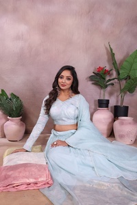 Lehenga Choli Indien et Pakistanais Élégant pour Femme, Blouse de Créateur Haut de Gamme, Imprimé Numérique, Longueur Ras du Sol, Tenue de Mariage et de Fête, OEM - Product Image 3