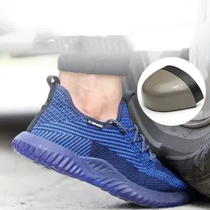 健坤CE + ASTM时尚新款安全鞋透气飞织耐磨橡胶鞋底户外工作钢趾安全鞋