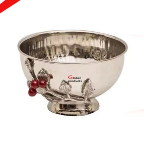 Cuenco para servir bodas y fiestas de acero inoxidable con acabado plateado de aspecto real para restaurante y bar de hotel - Product Image 2