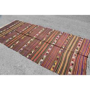 5x11.5 ft Vintage Kilim Rug, Turkish Rug, <b>Red</b> Ombr <b>Wool</b> Rug - Product Image 4