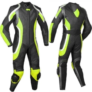 Combinaison de course en cuir véritable en cuir de vachette pour hommes Combinaison de course de moto deux pièces personnalisées couleur et logo - Product Image 2