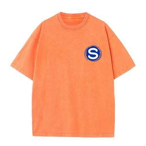 Camiseta de lavado ácido para hombre, tela de punto de manga corta de secado rápido de la mejor calidad, estampado liso de gran tamaño, Color sólido en estilo Hip Hop - Product Image 1