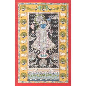 Pichwai Art Grey & Black Cotton Cloth <b>Wall</b> <b>Decor</b> Elegant Tapestry & <b>Wall</b> Art - Product Image 1