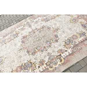 Tapis turc vintage en laine 5,8x9,2 pieds, gris, patchwork, design abstrait, avec support en latex écologique - Product Image 5