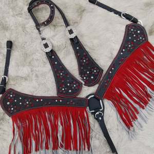 Ensemble de matériel d'équitation Western Horse Tack de luxe haut de gamme avec logo personnalisé de haute qualité en cuir collier de poitrine Headstall pour cheval de trait complet - Product Image 1