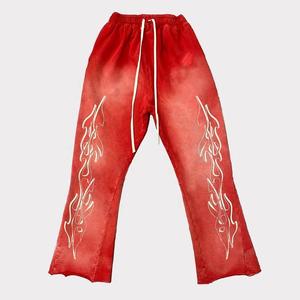 Custom logo Vintage Stone Wash Vintage Sweatpants Jogger Patchwork <b>Mens</b> Sun Fade Acid Wash <b>Flare</b> Sweat Pants <b>Men</b> - Product Image 3