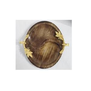 Vente chaude Plateau De Service En Bois Avec Poignée En Métal Plaqué Or Pour La Fête De Mariage Et Restaurant Plateau De Service Ustensiles De Cuisine Utiliser Article - Product Image 1