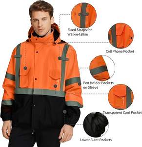 Veste de sécurité en polyester de printemps en toile imperméable haute visibilité détachable de haute qualité pour adultes - Product Image 2