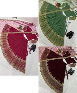 Derniers vêtements de soirée pour femmes indiennes lahenga vêtements pour femmes vêtements de mariage broderie pierre choli Blouse Dupatta lahnega - Product Image 5