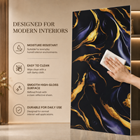 Panneau mural en PVC brillant MORLENX, imitation marbre linéaire blanc, panneau décoratif moderne pour la maison, l'hôtel, le bureau