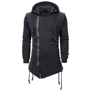 Otoño nuevos hombres sudaderas con capucha sudaderas Casual sólido manga larga Sudadera con capucha hombres Slim Fit oscuro con capucha chaqueta suelta abrigos - Product Image 5