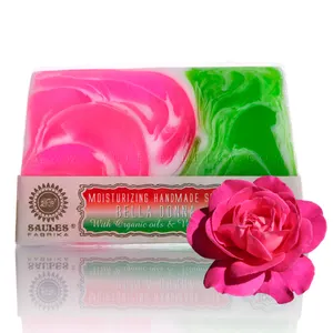 Doğal 80g el yapımı Bella Donna sabun gliserin şeffaf gül yeşil dikdörtgen vücut yıkama sabun toptan organik özel etiket