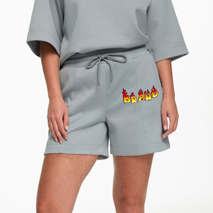 Por encargo 100% algodón de las mujeres de alta corto personalizado impreso Logo Color sólido relajado-Fit cómodo Hip Hop recortado señoras corto - Product Image 4