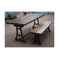 Table et banc de salle à manger en fer et bois massif, écologiques, personnalisables, durables, pour la décoration intérieure et murale, vente en gros, OEM industriel, direct usine