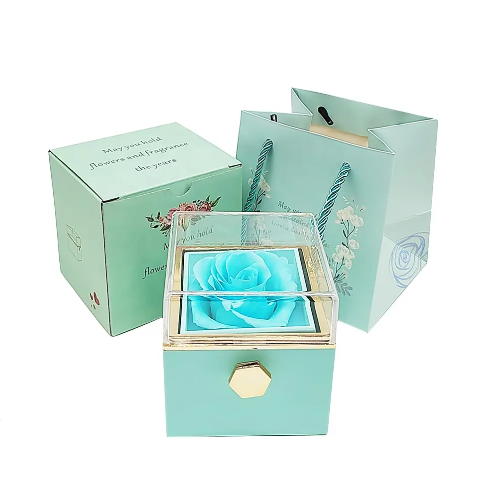 สีเขียว &amp; ดอกกุหลาบตลอดกาลจริง (ไม่มีสร้อยคอ)