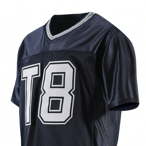 Maillot de football américain surdimensionné personnalisé OEM, streetwear, maille à œillets, rétro, vêtements de supporter, broderie personnalisée, maillot d'équipe - Product Image 4
