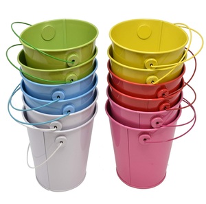 Seau en métal au design élégant couleurs bleues pour la maison, l'extérieur, le jardin, les jardinières, le seau à usages multiples - Product Image 6