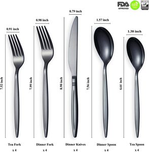 Juego de cubiertos negros de gran venta, juego de utensilios de cocina, juego de cubiertos de acero inoxidable, recién llegado, cubiertos de satén INDIAN - Product Image 2