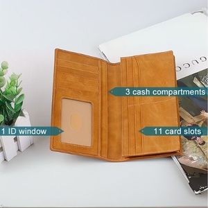 Mens Leather Long Checkbook Bifold <b>Wallets</b> with RFID Blocking, Breast Pocket Tall <b>Wallet</b> for Men with <b>Card</b> Slots - Product Image 6