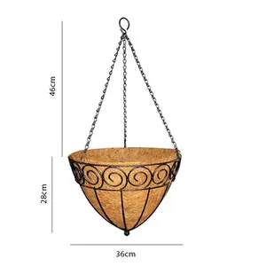 Cesto appeso in metallo a forma di cono per la decorazione della casa e del giardino colore nero verniciatura a polvere cesto appeso per piante in metallo migliore qualità