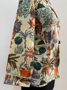 Chemise boutonnée à manches longues en coton beige pour femmes avec décoration en dentelle florale imprimée Jungle Safari ODM haut Sexy pour toutes les saisons - Product Image 5