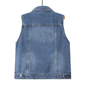 Gilet en jean unisexe à capuche pour homme et femme, nouveau design tendance, sans manches, style cowboy, fourni directement par l'usine - Product Image 3