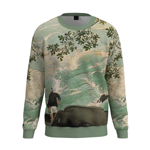 Sweatshirts en coton mélangé imprimés par sublimation de coupe ample avec logo personnalisé Chemises sweat-shirts unisexes à manches longues - Product Image 4