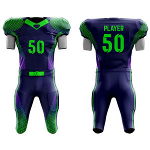 2025 personalizado juvenil poliéster fútbol americano Jersey transpirable listo para enviar bandera patrón uniforme corto de talla grande impreso - Product Image 1