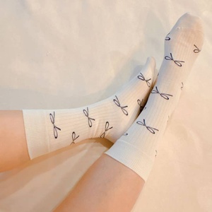 Vietnam Factory Wholesale Custom Logo Cute Bow <b>Ankle</b> <b>Socks</b> for <b>Women</b> Breathable Comfortable Crew for Daily Use Elegant Style - Product Image 3