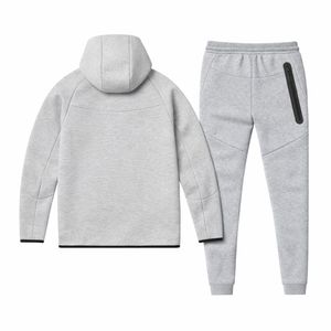Ensemble de survêtement pour homme, veste à capuche zippée et pantalon de jogging en polaire technique, gris chiné, vêtements de sport pour l'entraînement - Product Image 2