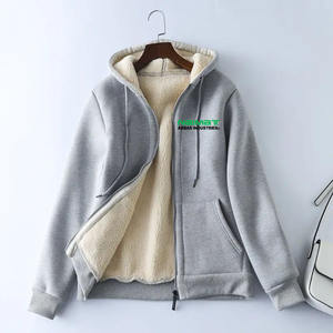 High Quality 100% Cotton Printed Polyester Heavyweight <b>Thermal</b> Winter Zipper Hoodie Unisex Custom Logo Plain Dyed Breathable - Product Image 5