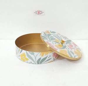 Pot à fruits secs imprimé en métal de 7 pouces de diamètre pour les cadeaux et les retours de fruits secs - Product Image 2