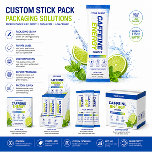 Sachet de Energía en Polvo con Cafeína, Sabor Cítrico y Menta, Sin Azúcar, Bajo en Calorías, Impulso de Energía, Apoyo para la Concentración Mental y la Resistencia - Product Image 4