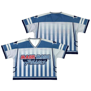 Camiseta de fútbol americano de alta calidad, camisetas de fútbol personalizadas para hombre, camiseta recortada transpirable de malla, camiseta de fútbol de talla americana con ajuste de buey - Product Image 2