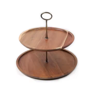 แท่นวางเค้กไม้2ชั้นทำจากไม้ผลไม้2ชั้นชั้นชั้นวางเค้กไม้ทรงกลมแบบกำหนดเองใหม่ล่าสุด - Product Image 1