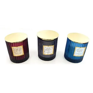 Trusted Dealer Widely Selling Made in India 5oz Line Frame Glass Jar Candle with Metal Lid White Scented Candles