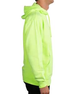 Sweat à capuche personnalisé unisexe surdimensionné vert fluo pull en tissu éponge français qualité supérieure sweat couleur unie poche kangourou - Product Image 4