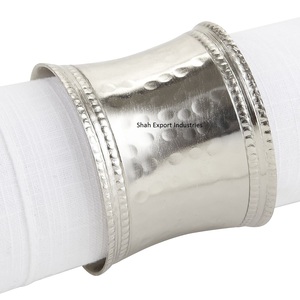Luxury <b>Hammered</b> Look Brass Napkin Rings Gold Finished Round Napkin <b>Holder</b> for Home Wedding Dinner Table Decorative - Product Image 3