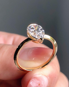 แหวนหมั้นเพชรโมอิสรูปลูกแพร์2กะรัตสีทองขาว18K สีทองขาวสง่างามพร้อมใบรับรอง - Product Image 3