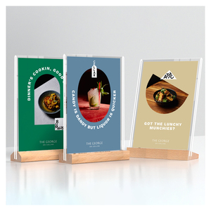 Hot bán A4 A5 A6 t/L hình dạng rõ ràng chủ Acrylic dấu hiệu hiển thị với gỗ đứng cho đám cưới <span class=keywords><strong>menu</strong></span> giá danh sách dấu hiệu - Product Image 1