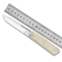 Couteau de poche EDC en acier Damas D2 personnalisable de haute qualité, manche en os de chameau naturel, cuir embossé, corne, fait main