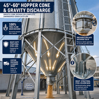 Silo à grains en acier galvanisé pour le stockage des céréales à la ferme, silo à fond conique boulonné en acier ondulé avec cage et échelle