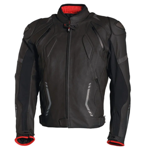 Chaquetas de moto de cuero genuino recién llegadas con cuero negro mate vaca con paneles sametex de cuatro vías - Product Image 1