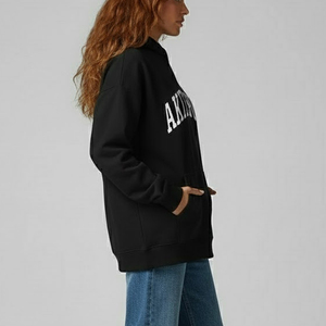 Nueva Colección de Sudaderas con Capucha de Manga Larga para Mujer, Invierno, Hombros Caídos, 100% Algodón, Color Sólido, Logotipo Frontal, Ropa Casual de Calle - Product Image 3