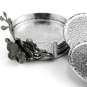 Posavasos de acero inoxidable martillado hecho a mano de lujo con diseño Floral para el hogar, Bar, restaurante y decoración de Hotel - Product Image 3
