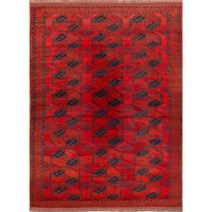 Kiaan Hand Knotted Wool Rugs <b>Red</b> Orange Geometric Abstract Kilim for Teen for Home Entryway Hallway-Paem-469 9x12 Rectangle - Product Image 1
