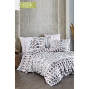 Varol 250 TC Bamboo Blend Cotton Satin Duvet Cover <b>Set</b> Family Size-Corsso Geometric Floral Pattern 4 Piece <b>Comforter</b> for Home - Product Image 1
