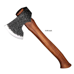 Hache de camping de qualité industrielle en acier au carbone forgé avec étui en cuir pour fendre du bois et couper en survie - Product Image 2