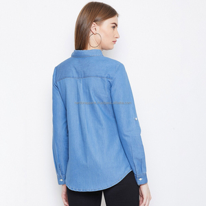 Nardon Apparel 2025 Summer Trendy European Women's T-Shirt New Personality Soft Denim Casual Shirt For Women - Product Image 2