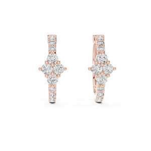 Pendientes de Diamantes Redondos de Oro Rosa de 14K para Mujer, Joyería de Uso Diario, Minimalista, de Lujo, Certificada, para Oficina, Novia, Aniversario - Product Image 1